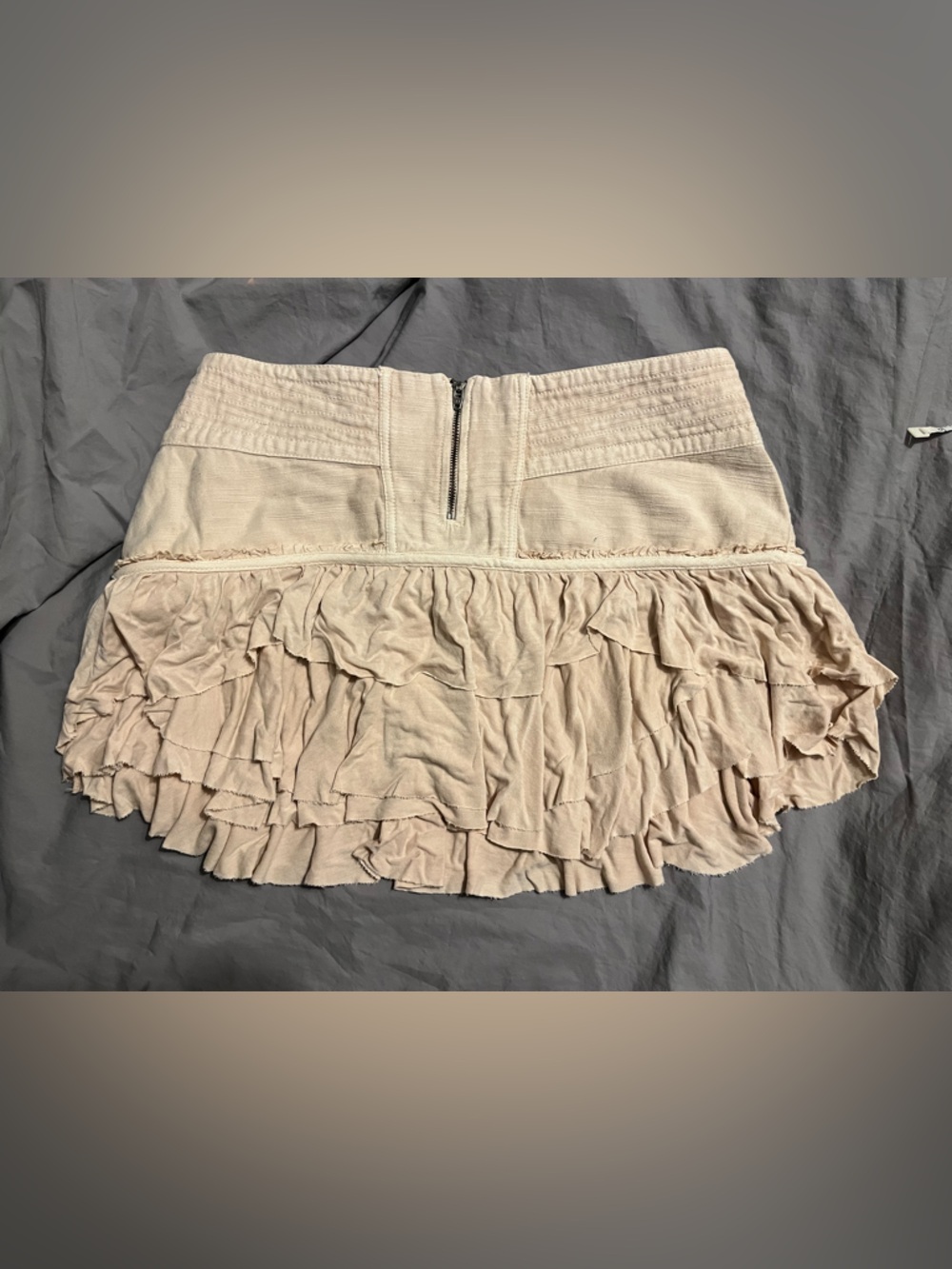 Free People Beige Ruffled Mini Skirt